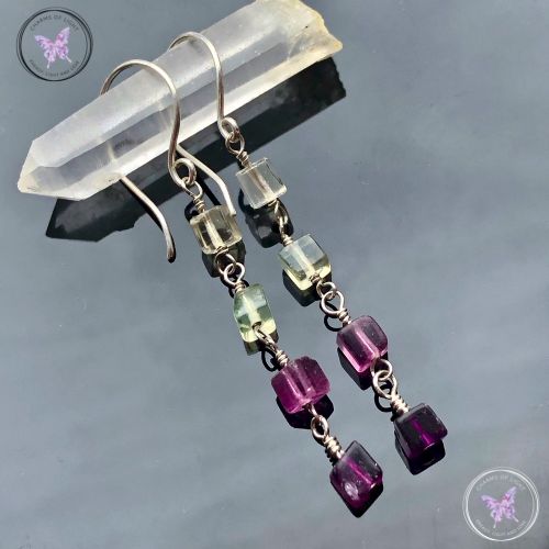 Fluorite Cube Dangle Earrings